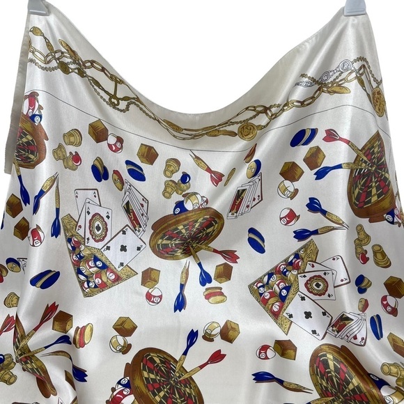 Vintage Retro Pub Scene Square Scarf Playing Games Darts Cards Pool Las Vegas - Picture 6 of 10